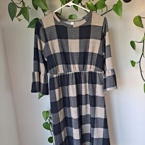 Flamingo plaid sweater dress